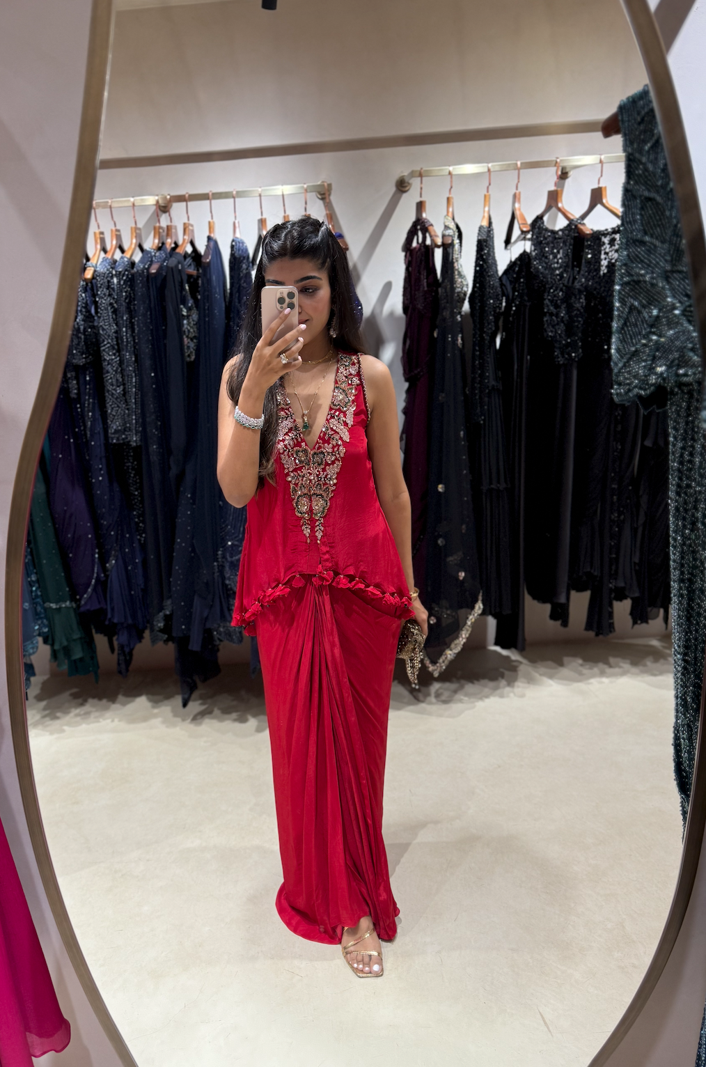 Flame Red Patchwork Co-ord Set