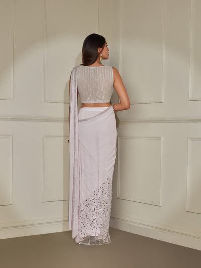 Pale Lilac Sequin Saree Set