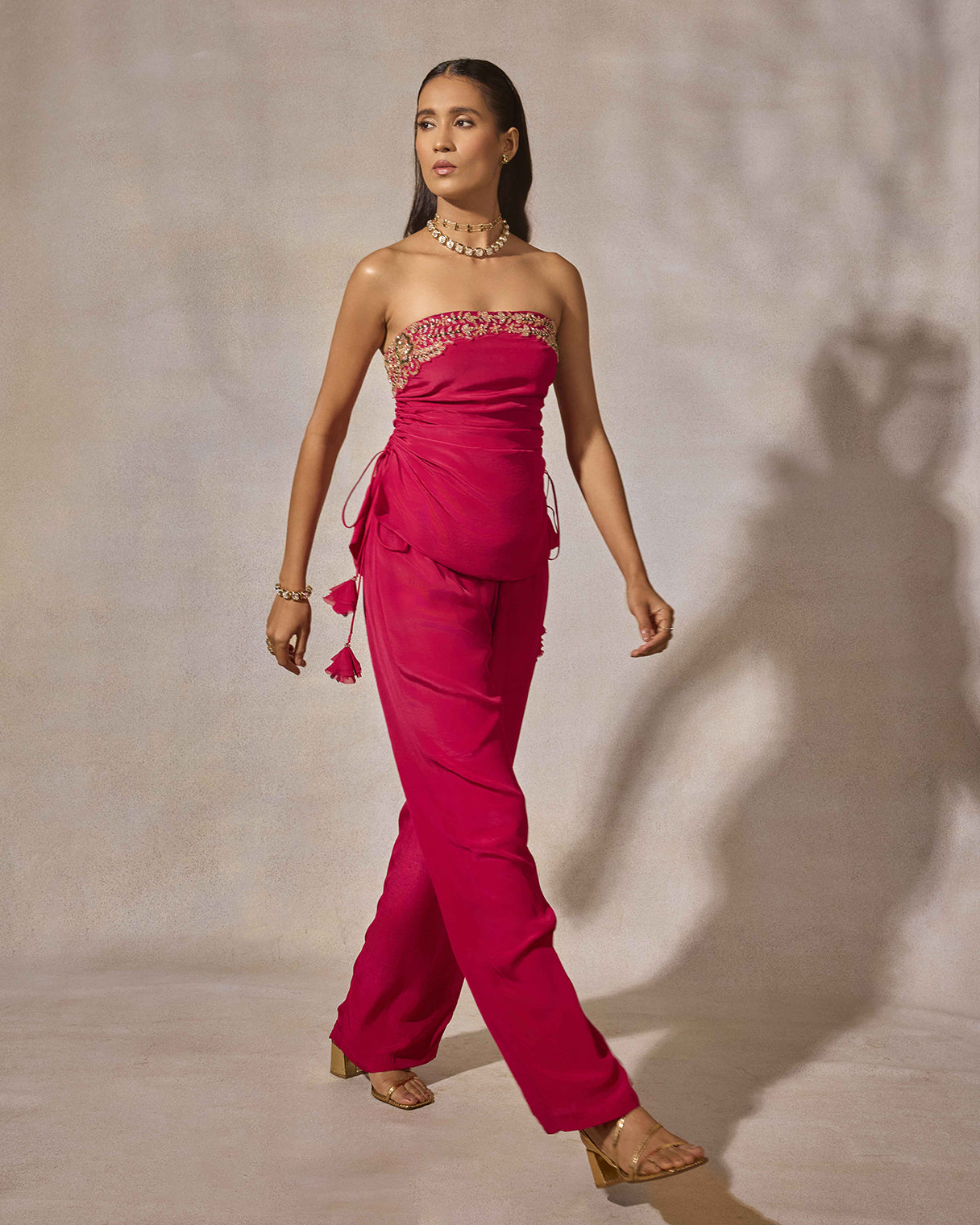 Fuschia Pink Strapless Co-ord Set