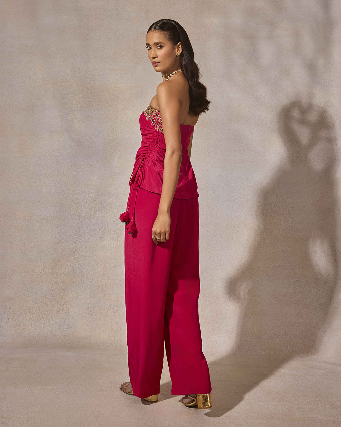Fuschia Pink Strapless Co-ord Set