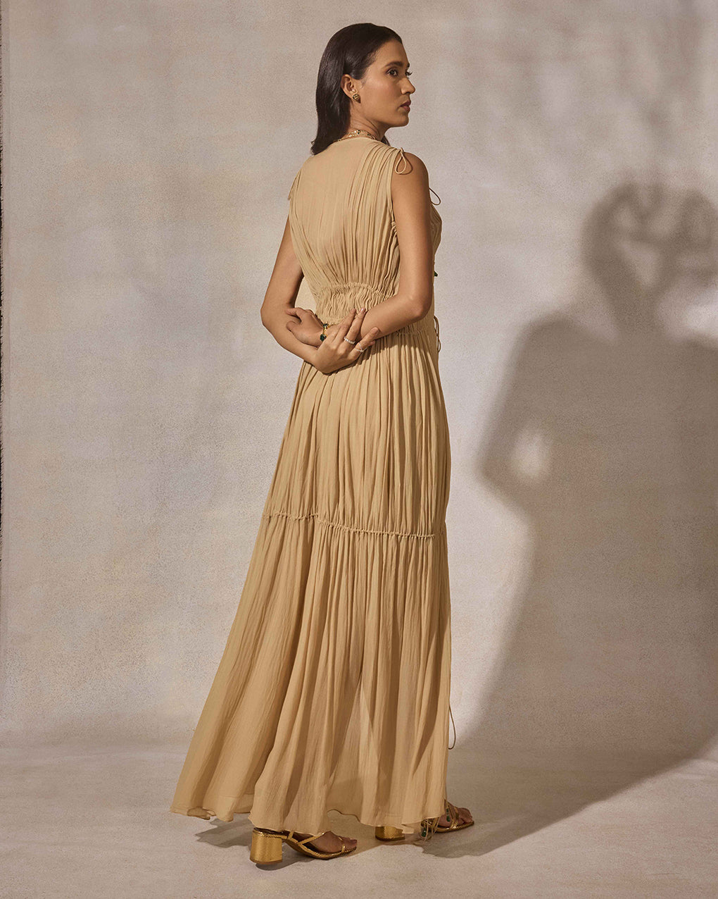 Beige Hand Embroidered Trouser & Jacket Set