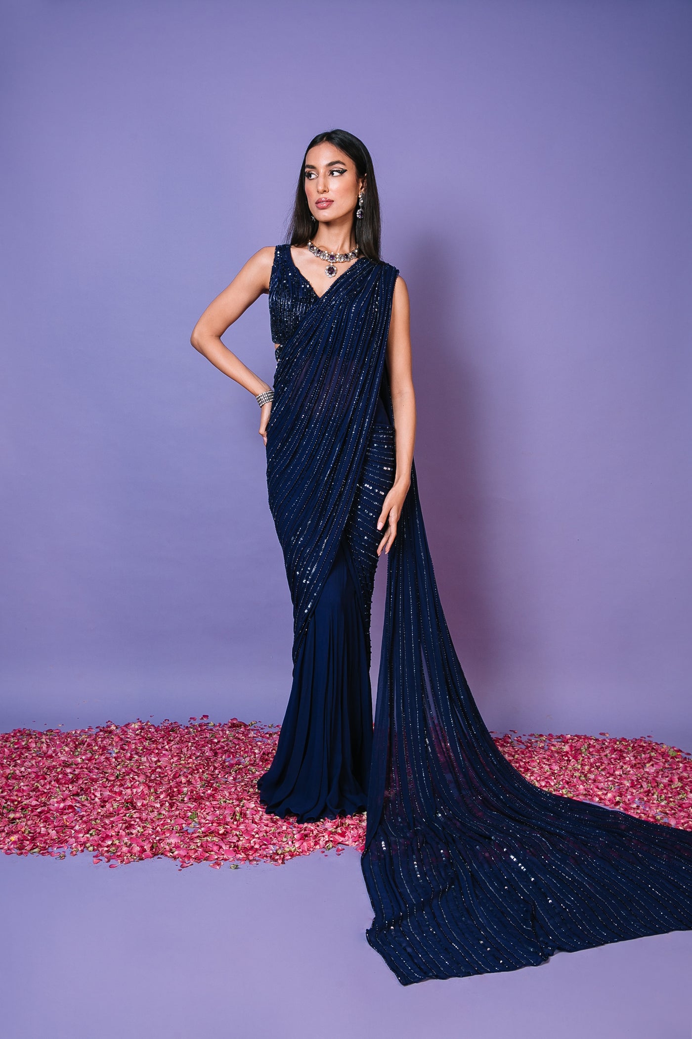 cocktail saree dress Pink Ruffle Saree, Bollywood Designer, Stitched Cocktail Sari