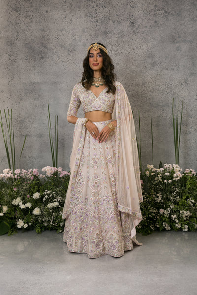 Pale Pink Multi Coloured Lehenga Set