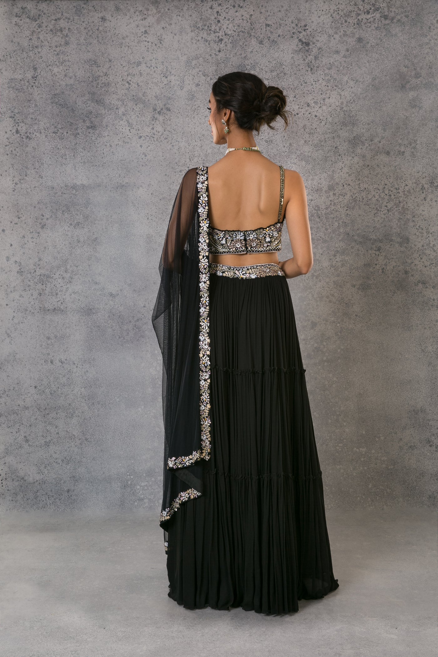 Black Threadwork Lehenga Set