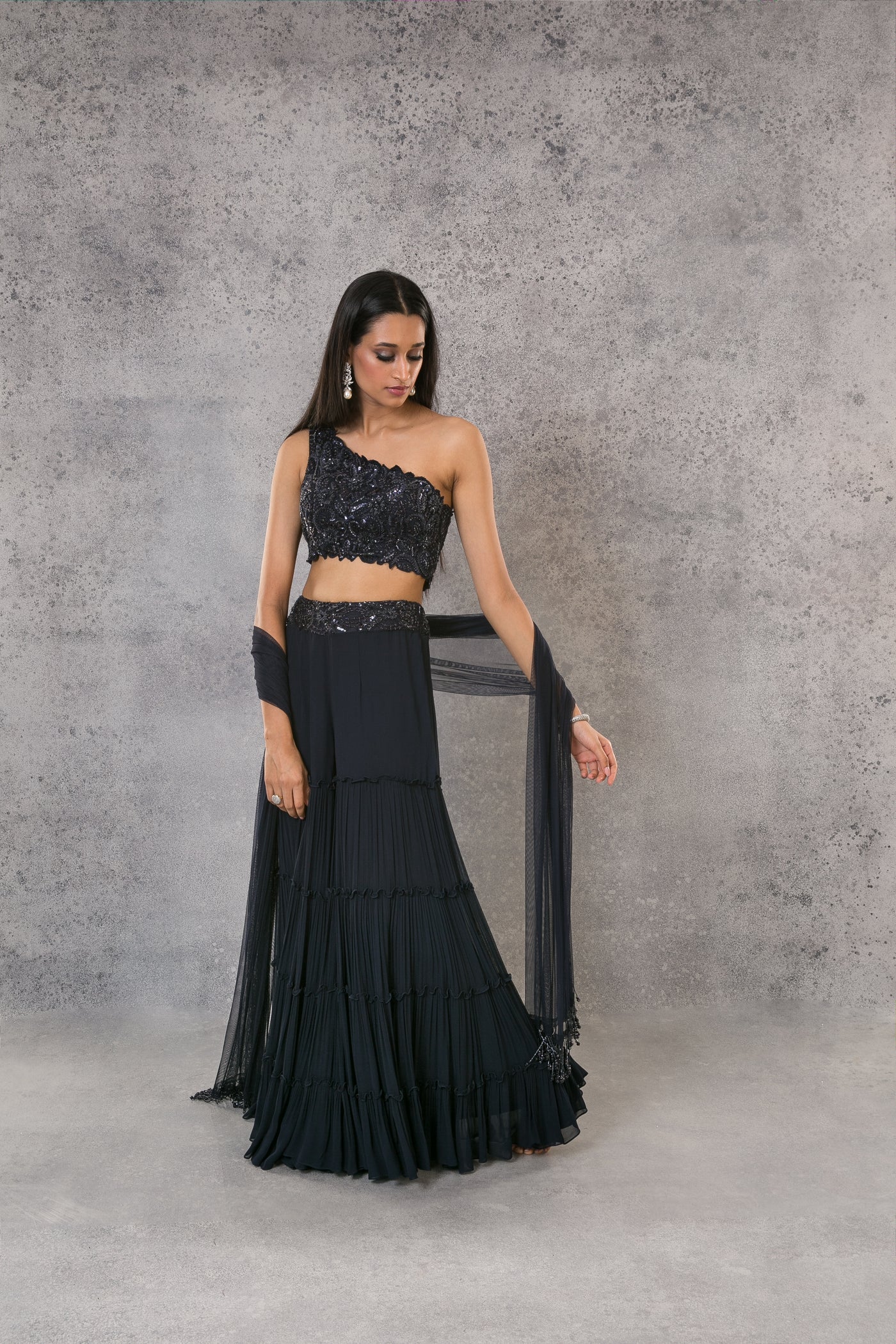 Midnight Blue One Shoulder Co-ord Set