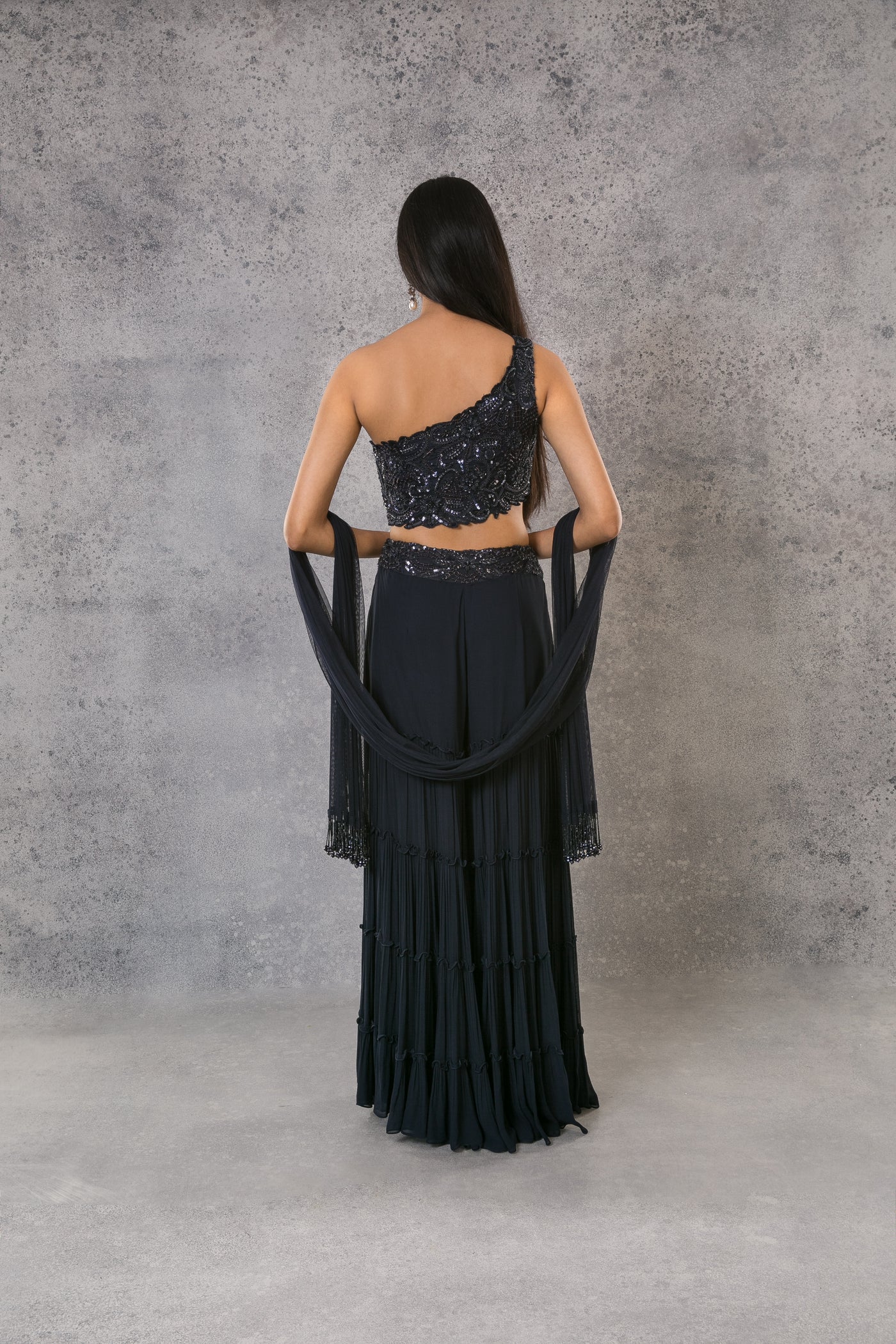 Midnight Blue One Shoulder Co-ord Set