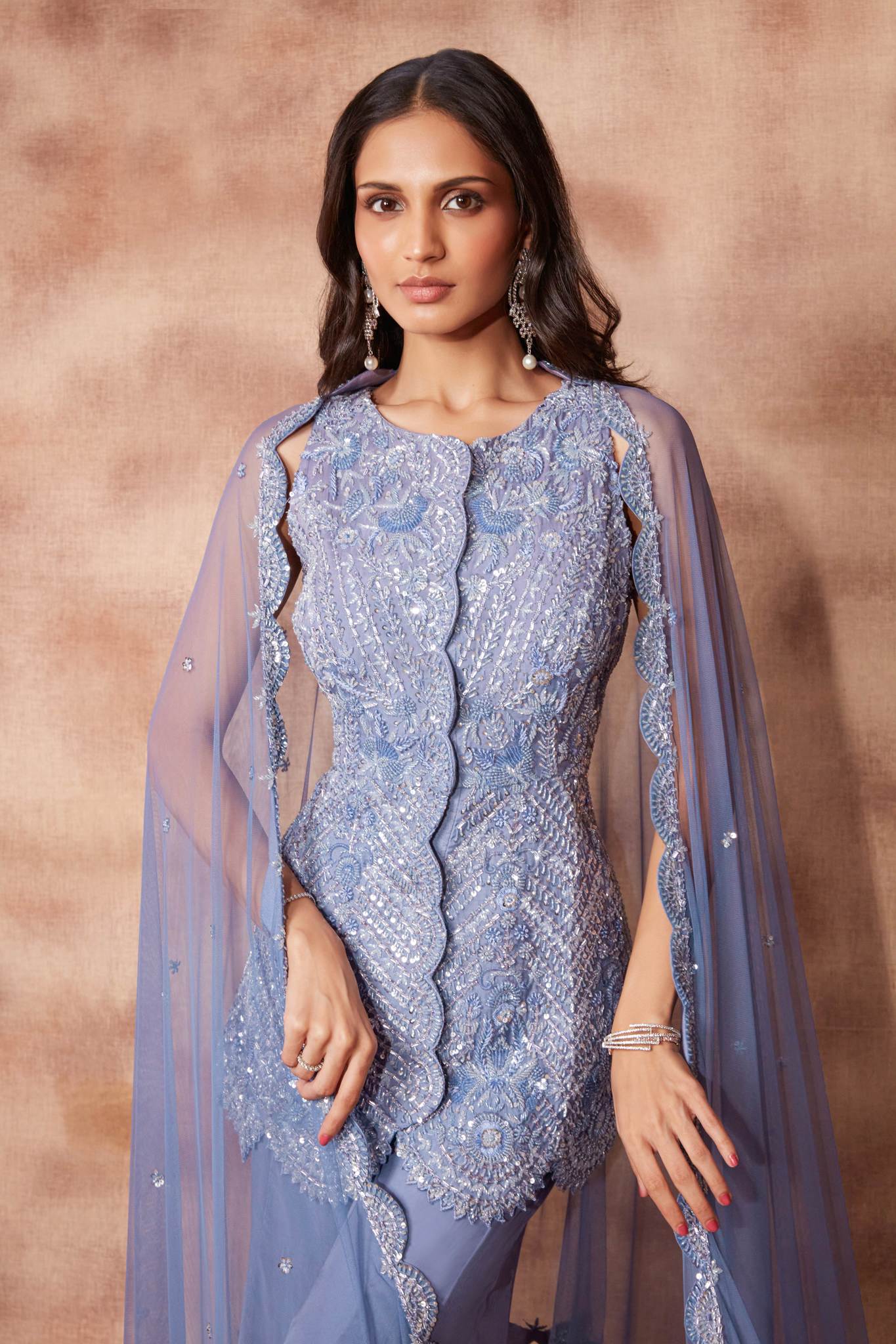 Periwinkle Hand Embroidered Sharara Set