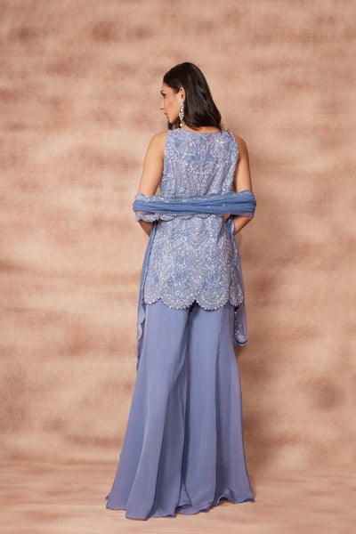 Periwinkle Hand Embroidered Sharara Set